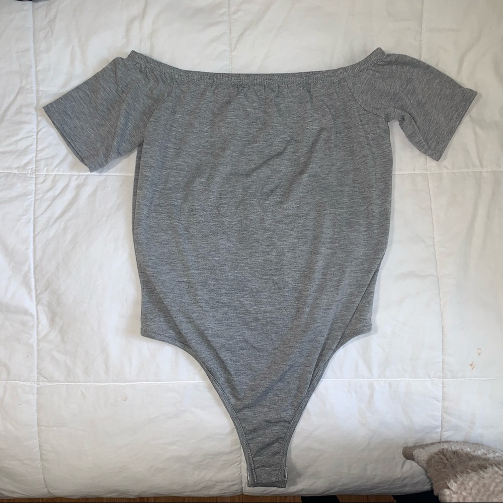 Grey off the shoulder bodysuit